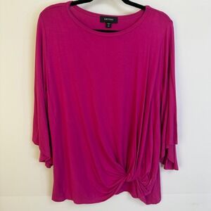 Karen Kane Womens Fuchsia Pink Flare Sleeve Top 2X Made in‎ USA Flowy Boho $98